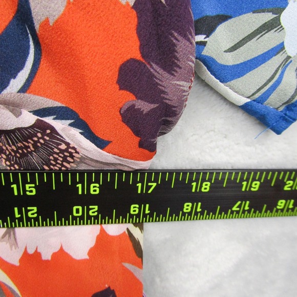 Johnny Was Jade Dress Large Deepika Tie Front Midi Floral Silky Orange Womens - Picture 13 of 16